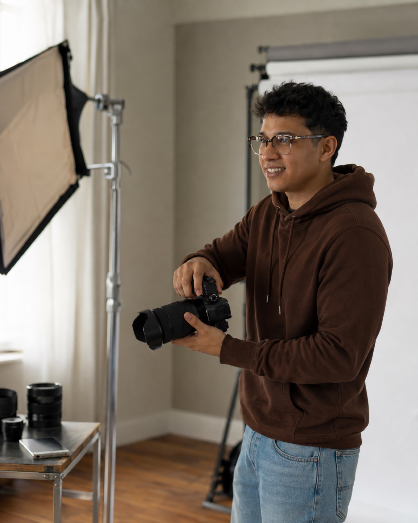 Aczel Santana working in his photo studio