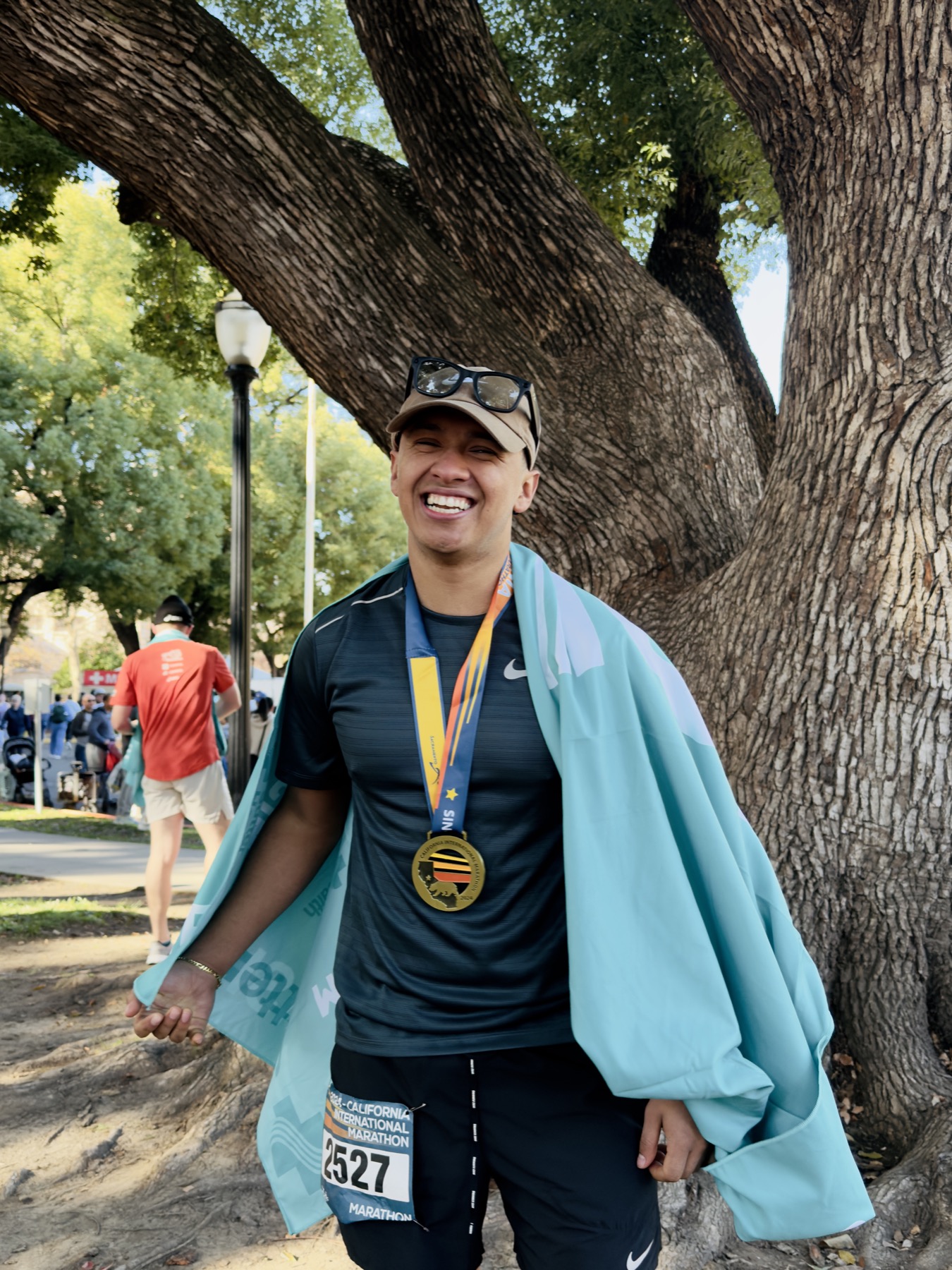 Aczel Santana after completing a marathon